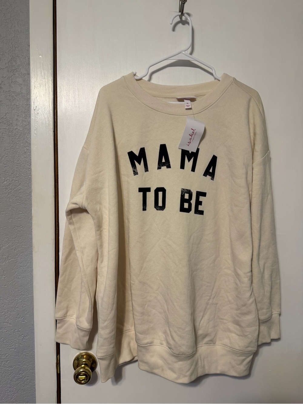 Ingrid & Isabel Cream Sweatshirt with Red Script Label